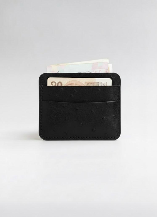 Black Ostrich Card Holder