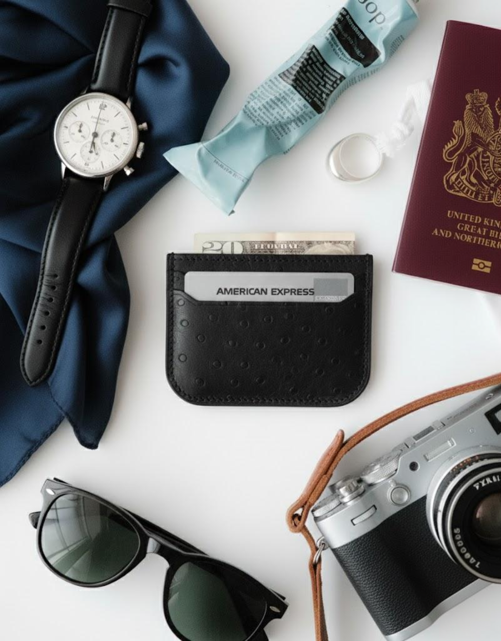 Black Ostrich Card Holder