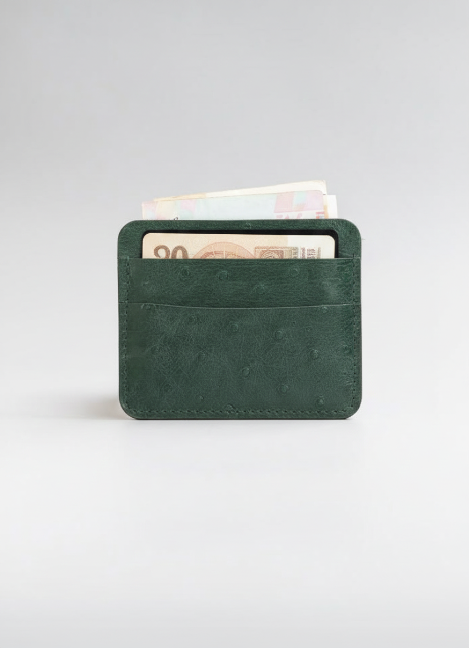 Green Ostrich Card Holder