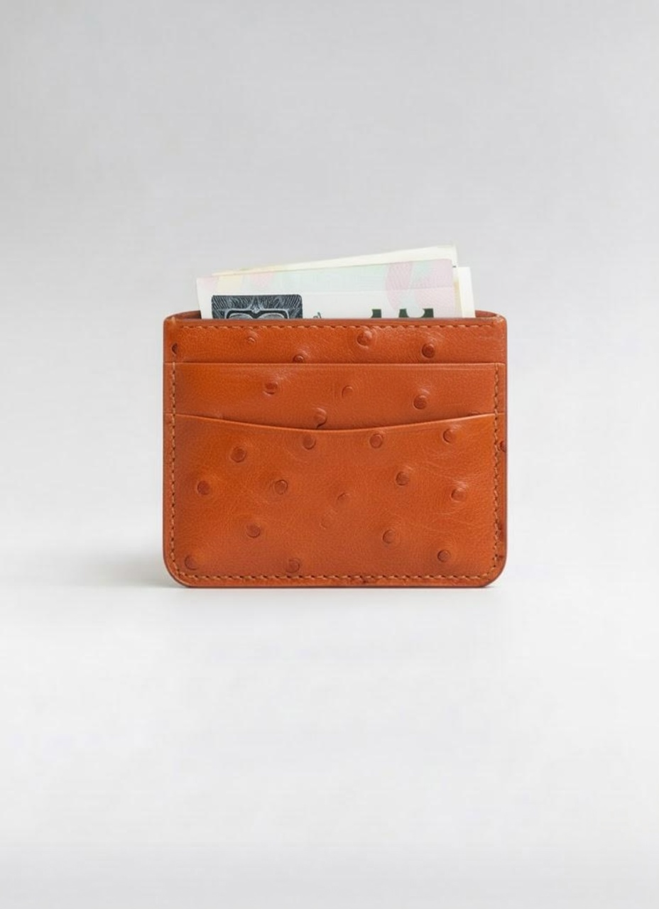 Tan Ostrich Card Holder